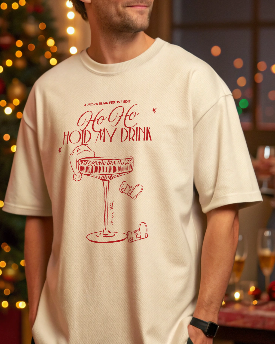 Ho Ho Hold My Drink - Unisex Oversized Terry Cotton - 260 GSM