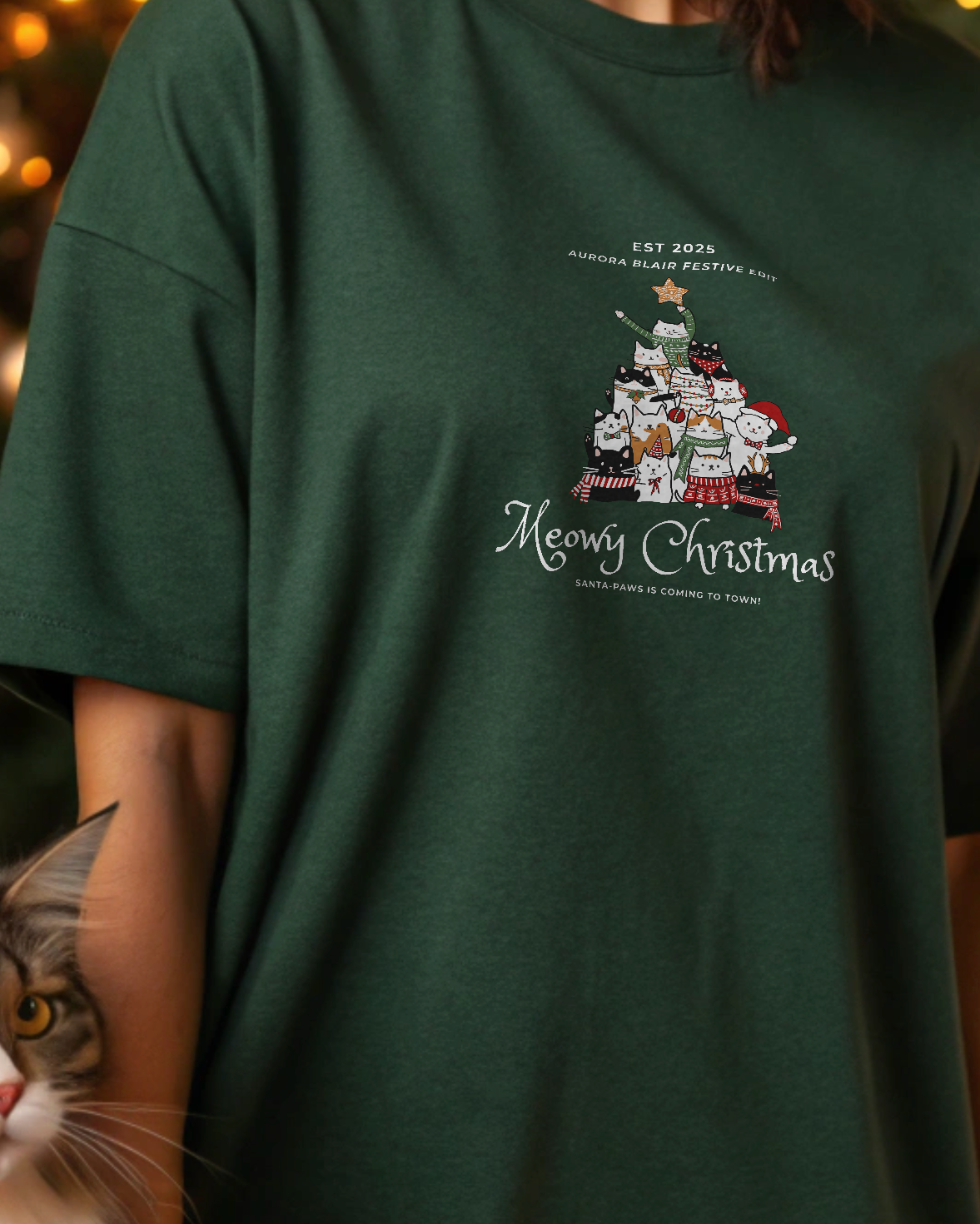 Meowy Christmas - Unisex Oversized Terry Cotton - 260 GSM