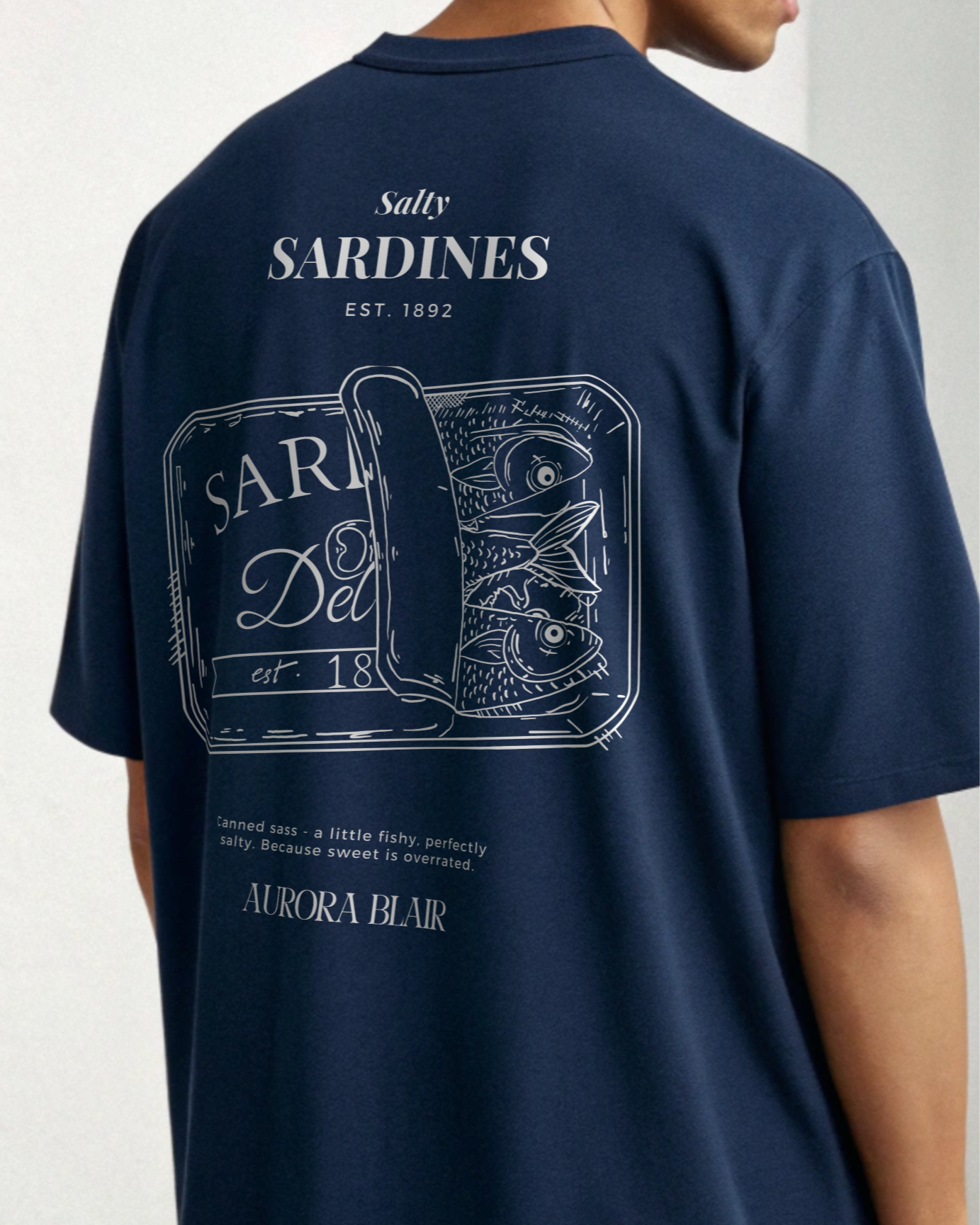 Sardines Navy Blue - Oversized Classic Tee